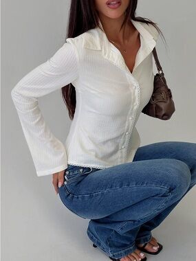 Emersonne Button Up Top White